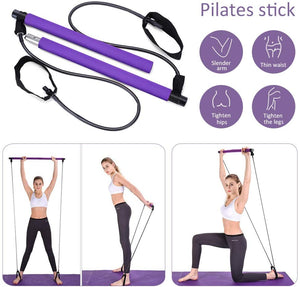 Yoga Pilates Bar Stick Exerciser Pull Rope Gym Workout Pilates Trainer